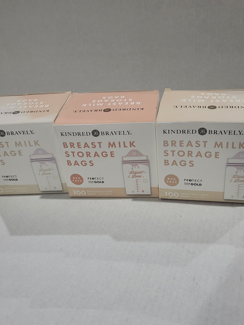 Lot of 3 - 100 ct  Kindred Bravely Breast Milk Storage Bags - 6 oz - 300 Bags